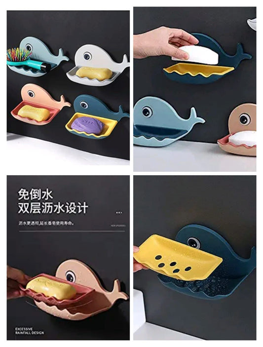 Whale soap box soap box cute punch-free wall-mounted suction cup