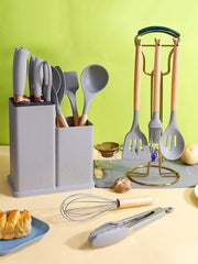 19 Piece Silicone Kitchenware Set Pot Shovel Soup Spoon Knife