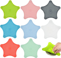 Drain Hair Catcher Bathtub Drain Cover, Starfish Silicone Hair Stopper Shower Drain Covers with Suction Cup
