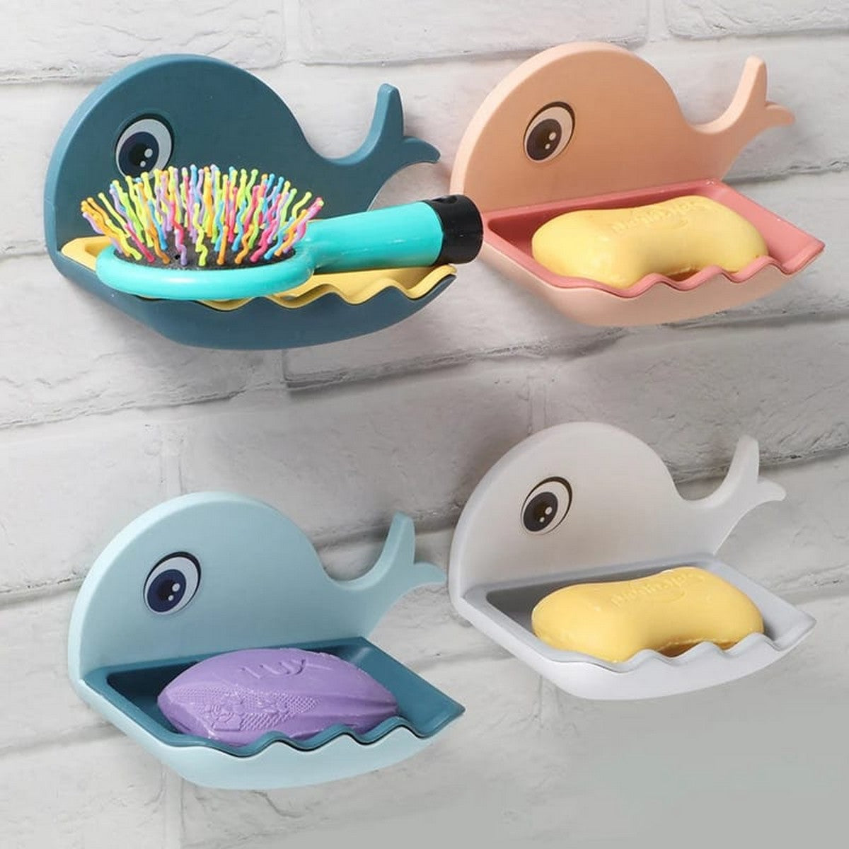 Whale soap box soap box cute punch-free wall-mounted suction cup