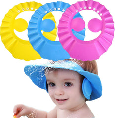 Shower Cap for Baby with Ear Shield Cover, Made of Soft and Healthy Material, Adjustable Strap Visor Bath Cap for Kids
