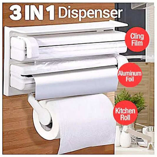 Tissue Paper Roll Holder for Kitchen with Spice Rack -White