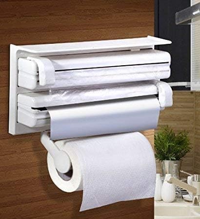 Tissue Paper Roll Holder for Kitchen with Spice Rack -White