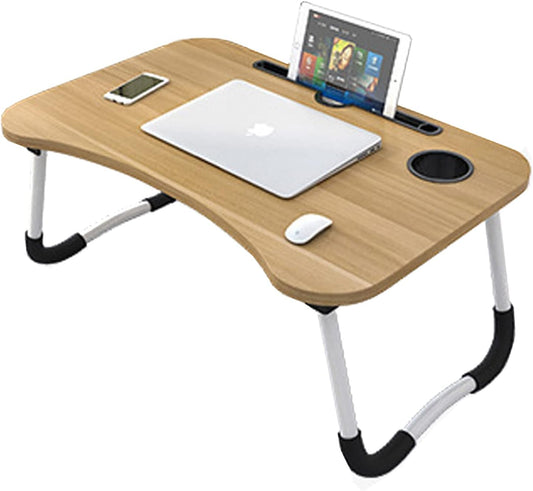 Laptop Stand Table Foldable Desk Computer Study Bed Adjustable Portable with Cup Slot