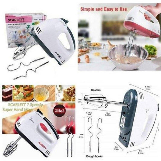 Speeds Hand Mixer 180W White Egg Beaters Electric Mixer