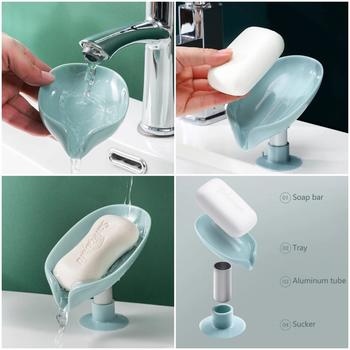 Self Draining Soap Dish Holder (1 Pcs), Easy Clean Soap Dish for Shower with Suction Cup Creative soap Box