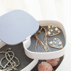 360 Degree Rotation Earrings Case With Mirror 4 Layer Jewelry Box