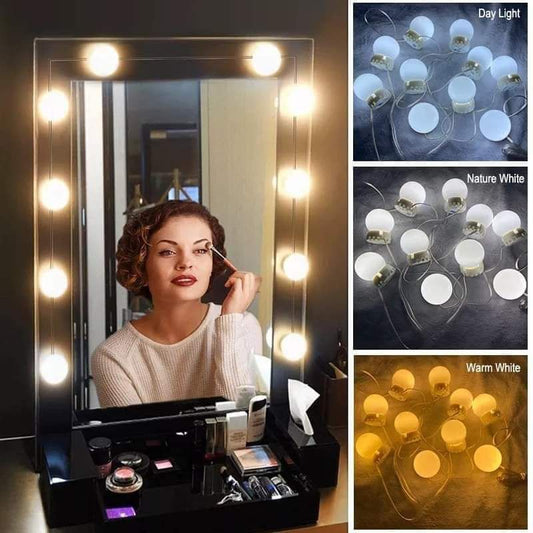Dimmable Lighted Vanity Mirror for Bedroom with 3 Color Changing, Hollywood Makeup Mirror with Lights for Dressing Table Vanity Set