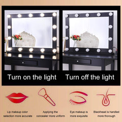 Dimmable Lighted Vanity Mirror for Bedroom with 3 Color Changing, Hollywood Makeup Mirror with Lights for Dressing Table Vanity Set