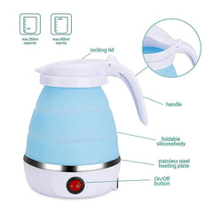 Foldable Electric Kettle with Stainless Steel Base Portable Silicone Kettle
