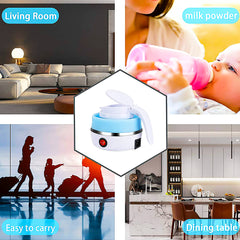 Foldable Electric Kettle with Stainless Steel Base Portable Silicone Kettle