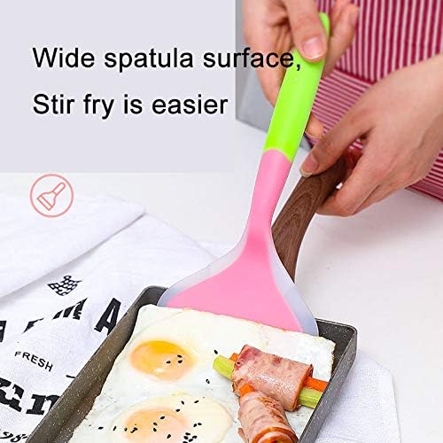 Silicone Spatula, Durable Heat-resistant Non-Stick Omelette Spatula, Wide Soft Tamagoyaki Turner for Eggs Crepes Brownies Fish Pancake Pizza