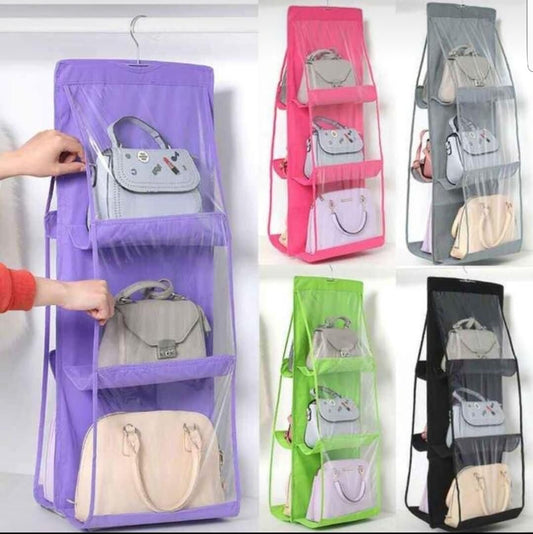 Foldable Hanging Bag 3 Layers Folding Shelf Bag Purse Handbag Organizer Door Sundry Pocket Hanger