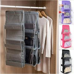 Foldable Hanging Bag 3 Layers Folding Shelf Bag Purse Handbag Organizer Door Sundry Pocket Hanger