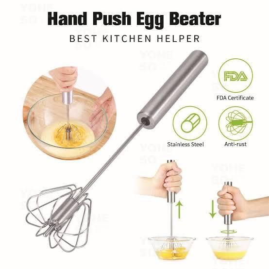 Semi Automatic Egg Beater 304 Stainless Steel Egg Whisk Manual Hand Mixer