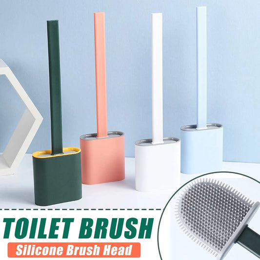 Silicone Toilet bathroom Cleaning Brush with Holder