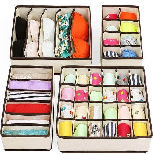 Foldable Innerwear Organiser for Wardrobe Storage Box Drawer Divider Organizer Closet Storage