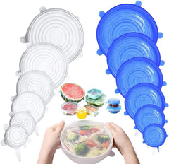 6 Pcs Silicone Lids, BPA Free Stretchy Silicone Lid, Reusable Food Cling Film, Eco Friendly Expandable Container
