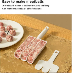 Meatball Maker With Scraper Handheld Manual 3 Slots DIY Mold