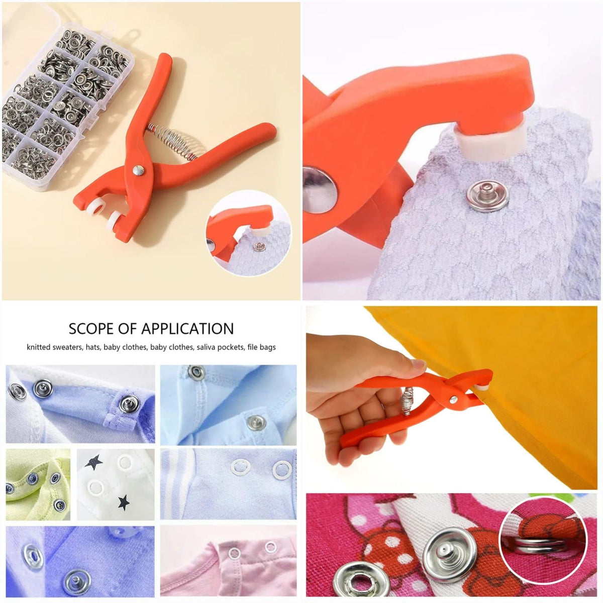 Buttons Kit with Manual Press Pliers, Fixed Closure Tool