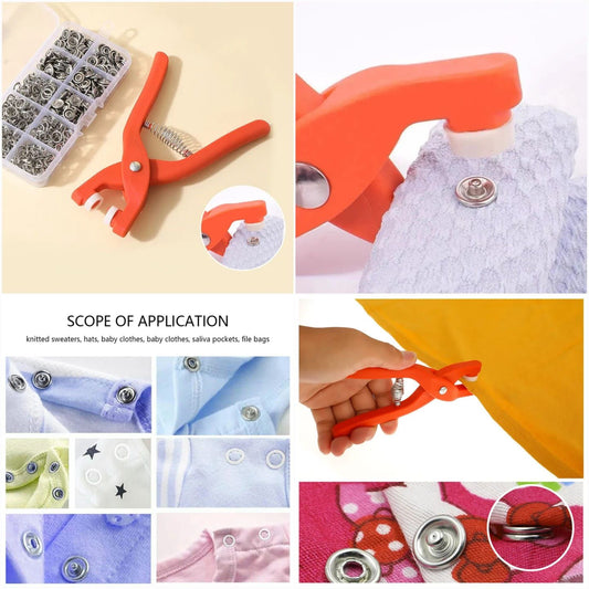 Buttons Kit with Manual Press Pliers, Fixed Closure Tool