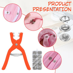 Buttons Kit with Manual Press Pliers, Fixed Closure Tool