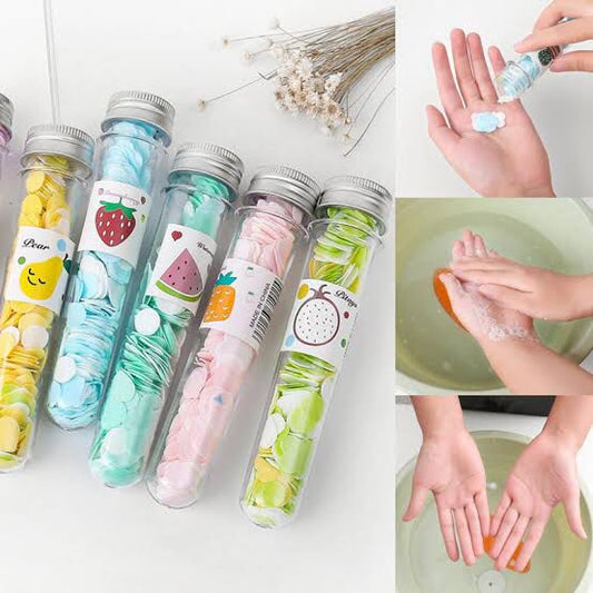 Disposable Paper Soap Sheets Soap Flakes Washing Cleaning Soap for Washing Hand Bath Toiletry Travel Random Pattern
