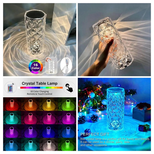 16 Color LED Crystal Table Lamp Masonry Design Bedroom Table Lamp
