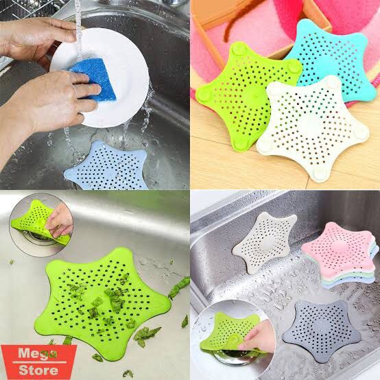 Drain Hair Catcher Bathtub Drain Cover, Starfish Silicone Hair Stopper Shower Drain Covers with Suction Cup